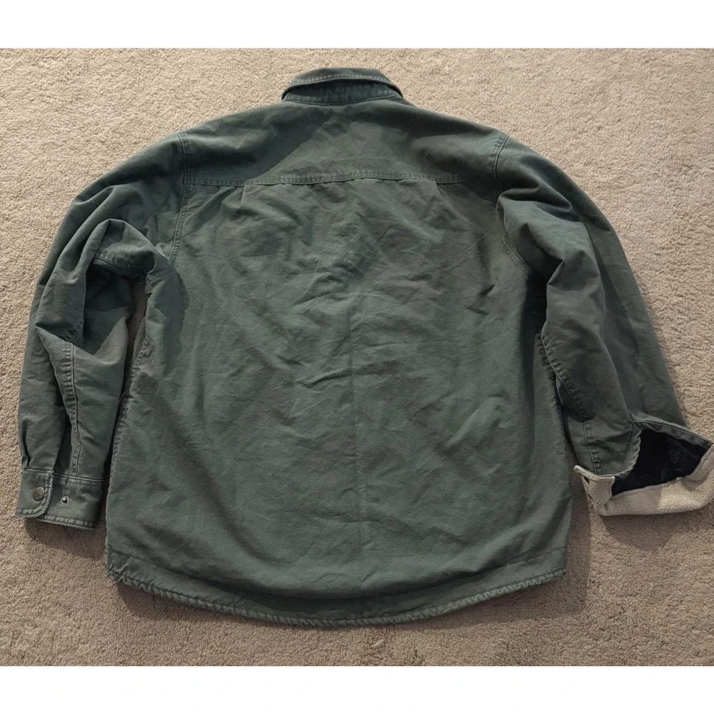 Moose Creek Jacket Large Olive Green Canvas White Sherpa Lined Coat Outdoor